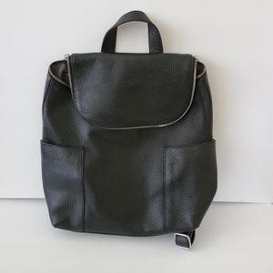 Treasure & Bond Black Leather Zip Top Backpack